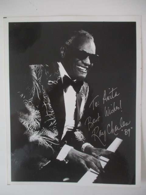 AUTOGRAPHED SIGNED RAY CHARLES  A4
