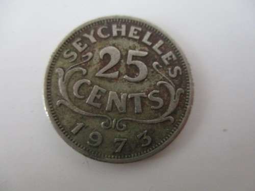 SEYCHELLES - 25c  COIN 1973  -  6 PENCE SIZE