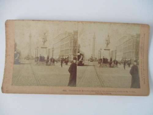 VICTORIAN - STEREOSCOPE CARD - COLUMNA DE NELSON SIR JHON GRAY 1891