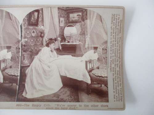 VICTORIAN - STEREOSCOPE CARD -  1800`S  - EMPTY CRIB .....