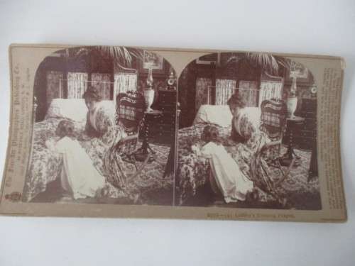 VICTORIAN - STEREOSCOPE CARD -  1800`S  - LENORE`S EVENING PRAYER