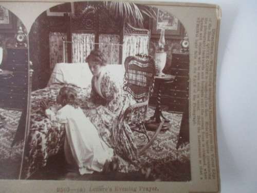 VICTORIAN - STEREOSCOPE CARD -  1800`S  - LENORE`S EVENING PRAYER