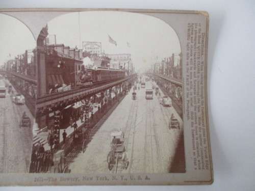VICTORIAN - STEREOSCOPE CARD -  1800`S  -  THE BOWERY NEW YORK