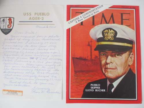 AUTOGRAPHED SIGNED -  CAPTAIN LLOYD BUCHER  AND WIFE WRITTEN LETTER - USS PUEBLO AGER - 2 SHIP   A4