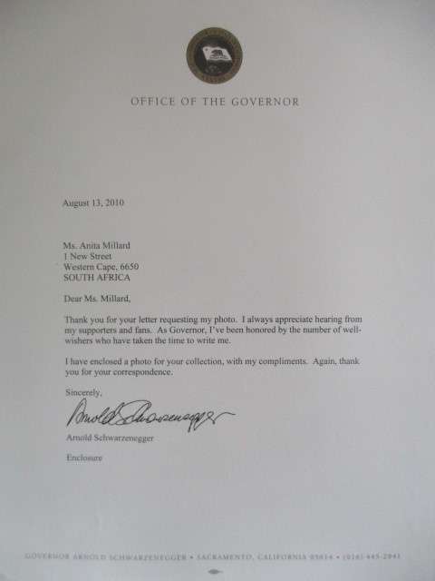 PRINTED AUTOGRAPH - ARNOLD SCHWARZENEGGER GOVERNOR A4 SIZE