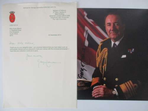 AUTOGRAPHED SIGNED / ADMIRAL SIR GEORGE ZAMBELLAS AND LETTER A4