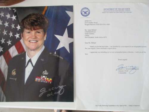 AUTOGRAPHED / SIGNED - GENERAL USAF COMMANDER JANET C. WOLFENBARGER A4