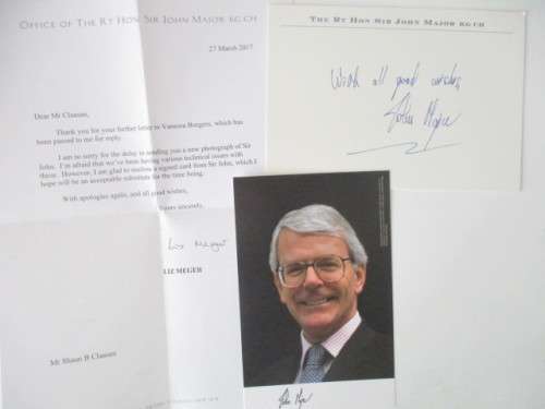AUTOGRAPHED SIGNED - THE RT HON, SIR JOHN MAJOR PRIME MINISTER OF ENGLAND