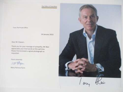 AUTOGRAPHED/ SIGNED - TONY BLAIR PRIME MINISTER OF ENGLAND  15CM X 20CM