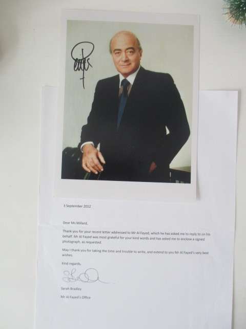 PRINTED AUTOGRAPH OF AL FAYED HARRODS CEO DODI  FAYED FATHER
