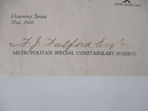 KING GEORGE  LETTER SIGNED BY  METROPOLITAN POLICE 1926