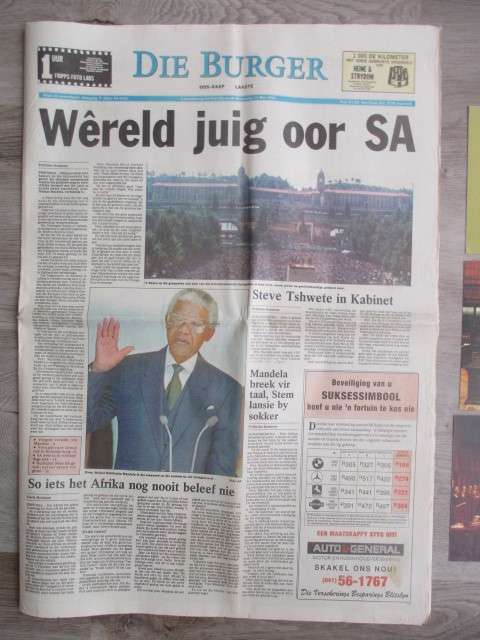 DIE BURGER - WERELD JUIG OOR SA. 1994  AND 4 FIRST DAY SHEETS PARLIAMENT