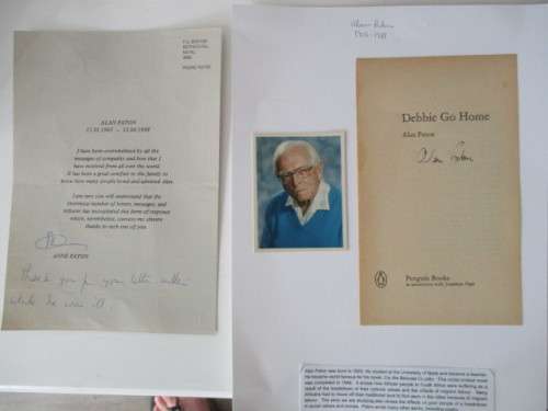 Autographed signed  ALAN PATON 1903 -1988 AND HIS WIFE ANNE PATON