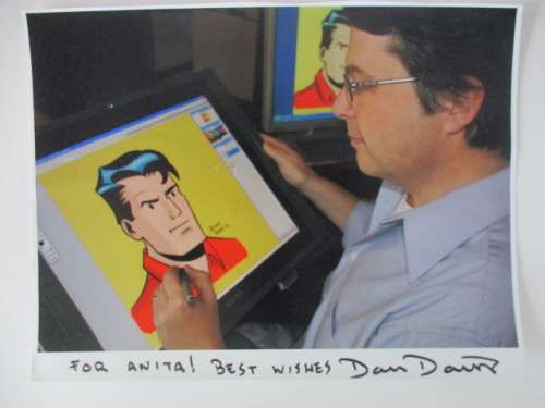 DC CARTOONIST -  DAN  DAVIS - AUTOGRAPHED  / SIGNED  A4 SIZE SCOOBY DOO AND DID BATMAN