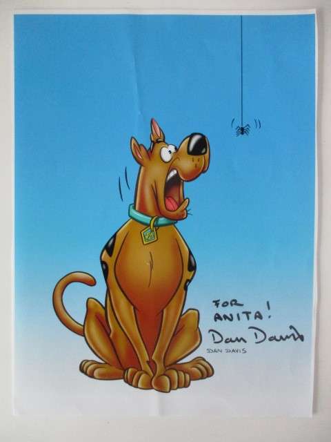 DC CARTOONIST - DAN DAVIS - AUTOGRAPHED SIGNED - A4 SIZE SCOOBY DOO AND DID SUPERMAN