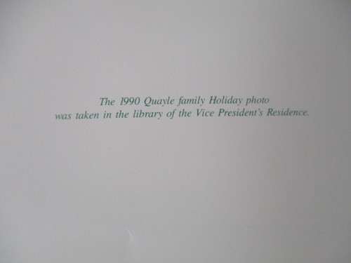 AUTOGRAPHED SIGNED / DAN QUAYLE AND CHRISTMAS CARD A4 SIZE