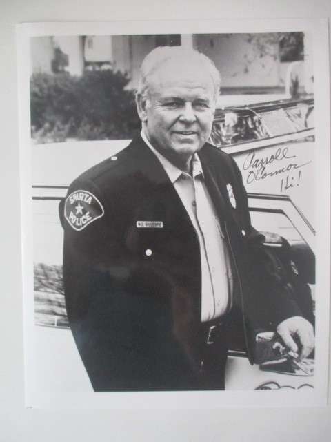 PRINTED AUTOGRAPH - CAROLL O CONNER  - SCENCE FROM IN THE HEAT OF THE NIGHT A4
