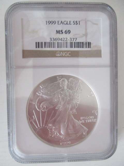 AMERICA - 1999 SILVER EAGLE  DOLLAR  MS 69 GRADED NGC
