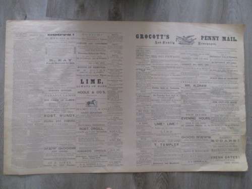 ANTIQUE NEWSPAPER -  GRAHAMSTOWN CAPE COLONY 1876 GROCOTT'S PENNY MAIL