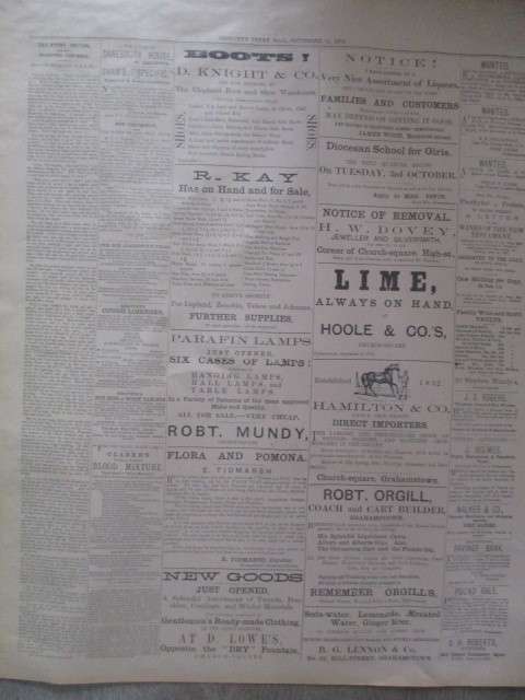 ANTIQUE NEWSPAPER -  GRAHAMSTOWN CAPE COLONY 1876 GROCOTT'S PENNY MAIL