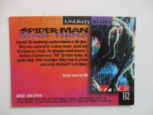 FLEER ULTRA  SPIDER-MAN  trading card UNLIKELY ALLIES - MAN- THING