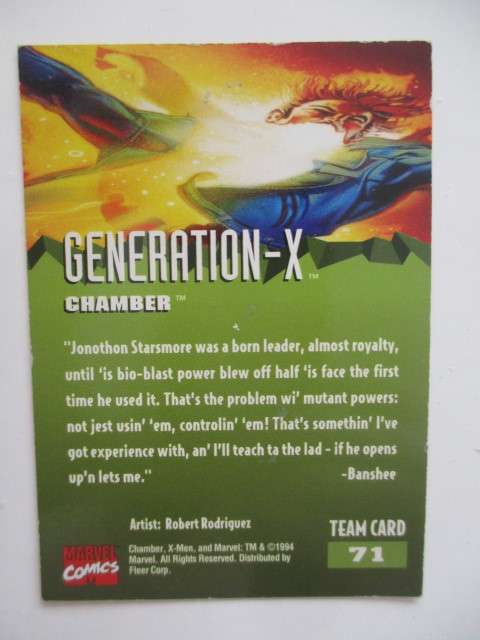 95 FLEER ULTRA GENERATION X TRADING CARD  - CHAMBER