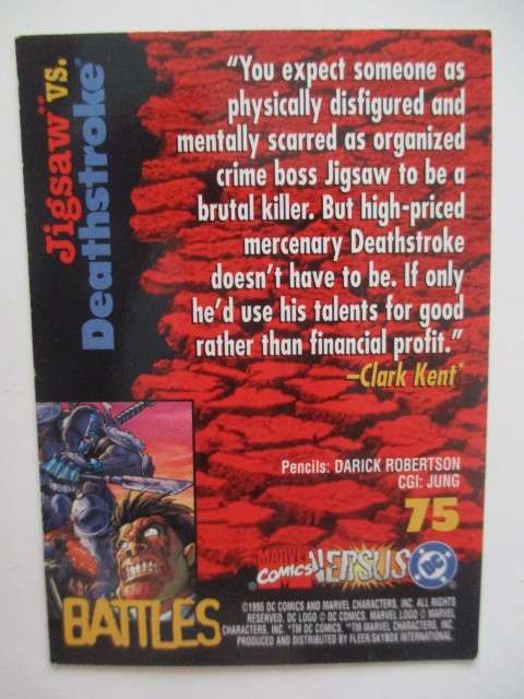 MARVEL VERSUS DC TRADING CARD - JIGSAW/ DEATHSTROKE