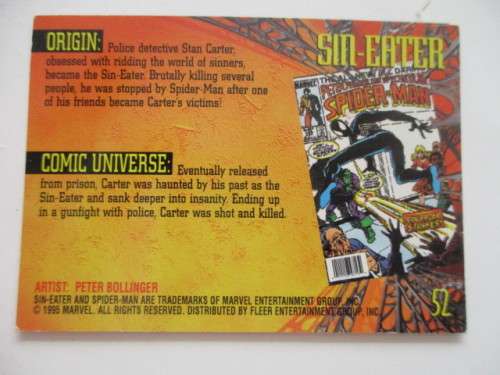 DC FLEER ULTRA  TRADING CARD - SPIDER-MAN - SIN -EATER