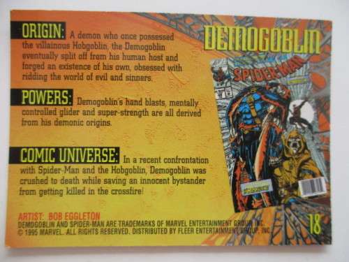 DC FLEER ULTRA  TRADING CARD - SPIDER-MAN - DEMOGOBLIN