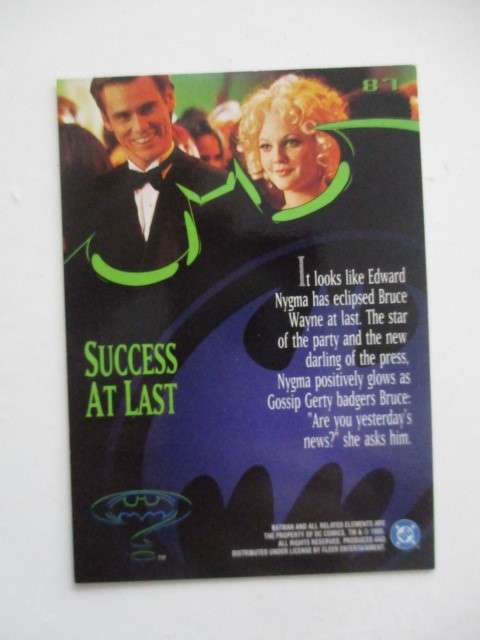 FLEER ULTRA 95  TRADING CARD - BATMAN - SUCCESS AT  LAST