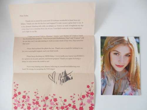 AUTOGRAPHED / SIGNED - KATHERINE MCNAMARA - SHADOW HUNTERS AND LETTER
