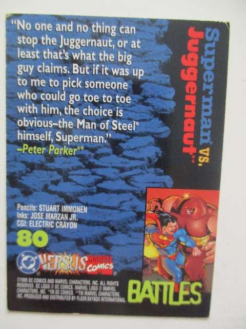 DC VERSUS  MARVEL TRADING CARD   - SUPERMAN / JUGGERNAUT