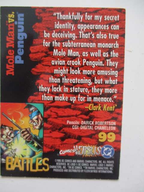 MARVEL VERSUS DC  TRADING CARD  - MOLE MAN / PENGUIN