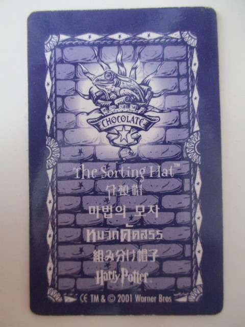 CHOCOLATE FROG - 3D HOLOGRAPHIC HARRY POTTER TRADING CARD - THE SORTING HAT - WARNER BROTHERS