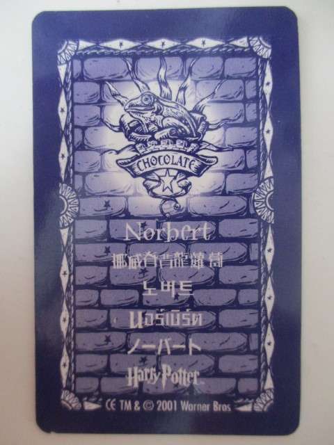 CHOCOLATE FROG  - 3D HOLOGRAPHIC HARRY POTTER TRADING CARD  - NORBERT - WARNER BROTHERS 2001