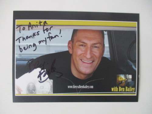 AUTOGRAPHED / SIGNED - BEN BAILEY - CASH CAB HOST  -  17 CM X  12 CM