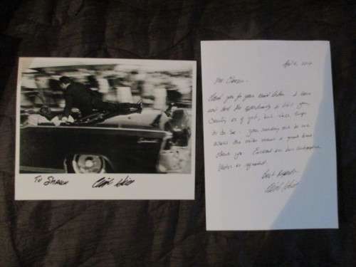 AUTOGRAPHED / SIGNED - PHOTO AND LETTER CLINT HILL BODY GUARD OF JFK