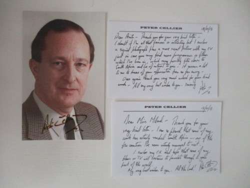 AUTOGRAPHED / SIGNED - PETER CELLIER -  AND 2 HAND WRITTEN LETTERS
