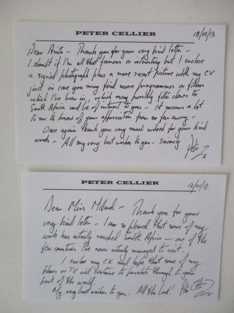 AUTOGRAPHED / SIGNED - PETER CELLIER -  AND 2 HAND WRITTEN LETTERS