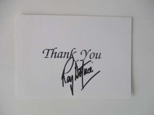 THANK YOU CARD SIGNED BY ROY DOTRICE - HELL BOY BEAUTY AND THE BEAST