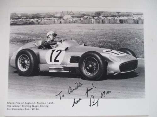 AUTOGRAPHED / SIGNED - SIR STIRLING MOSS AND LETTER!!!! CLASSIC RACER LEGEND