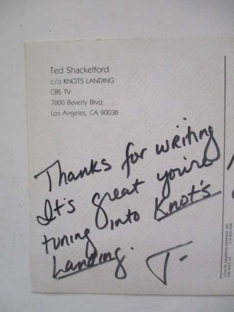 AUTOGRAPHED / SIGNED - TED SHACKELFORD / DALLAS and KNOTS LANDING  POSTCARD