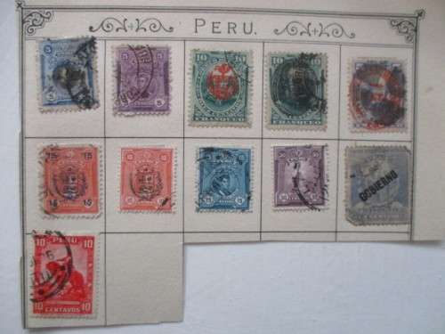 PERU - LOT OF OLD  11 STAMPS HINGED