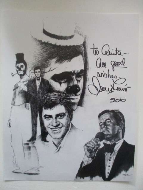 AUTOGRAPHED / SIGNED JERRY LEWIS COMDEDIAN  - A4 SIZE