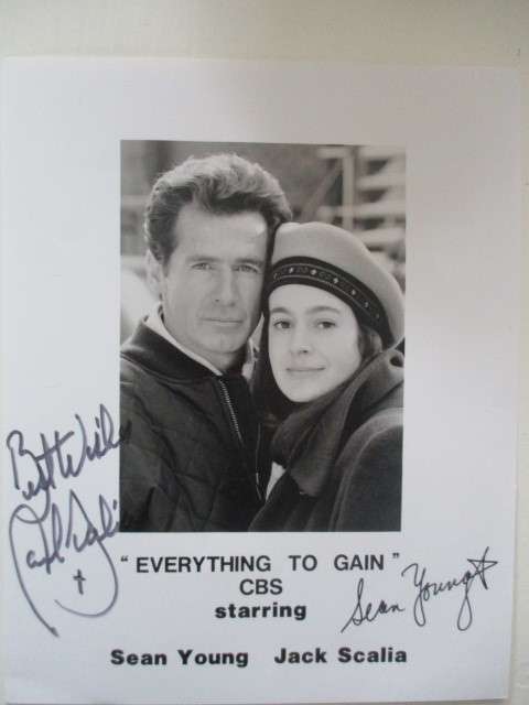 AUTOGRAPHED / SIGNED - SEAN YOUNG and JACK SCALIA  EVERYTHING TO GAIN  A4 SIZE!!!