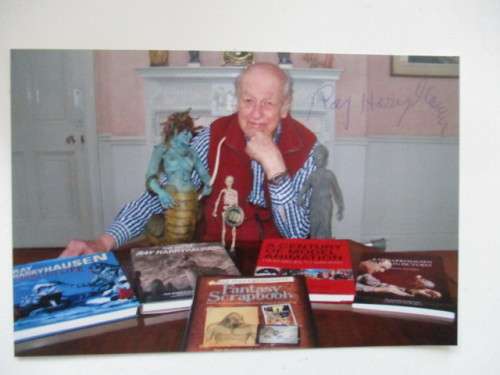 AUTOGRAPHED / SIGNED - RAY HAUSEN AMERICAN FILM PRODUCER AND SPECIAL EFFECTS CREATOR POST CARD SIZE