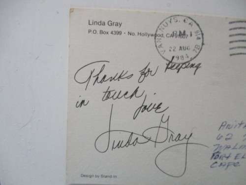 PRINTED AUTOGRAPHS OF LINDA GRAY - SUE ELLEN - DALLAS