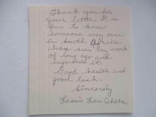 AUTOGRAPHED / SIGNED - LASSIE LOU AHERN - OUR GANG NOTE CHARLIE CHAPLIN