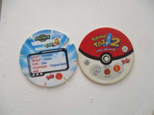 POKEMON AND DIGIMON SIMBA TAZOS  -  6 PIECES