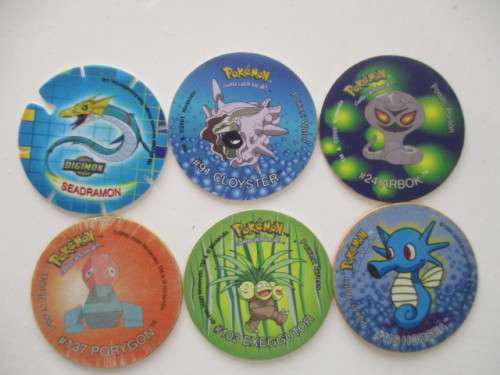 POKEMON AND DIGIMON SIMBA TAZOS  -  6 PIECES